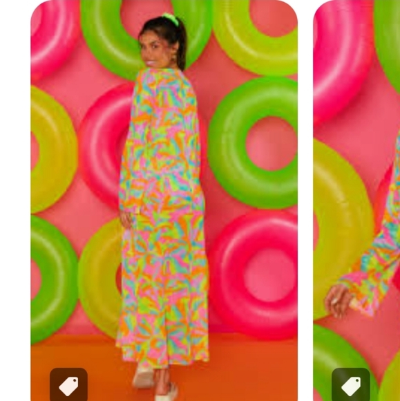 NWT SHOW ME YOUR MUMU SANTOS COVER UP VIBRANT SHEER MAXI DRESS IN NEON TROPICS - Picture 4 of 15